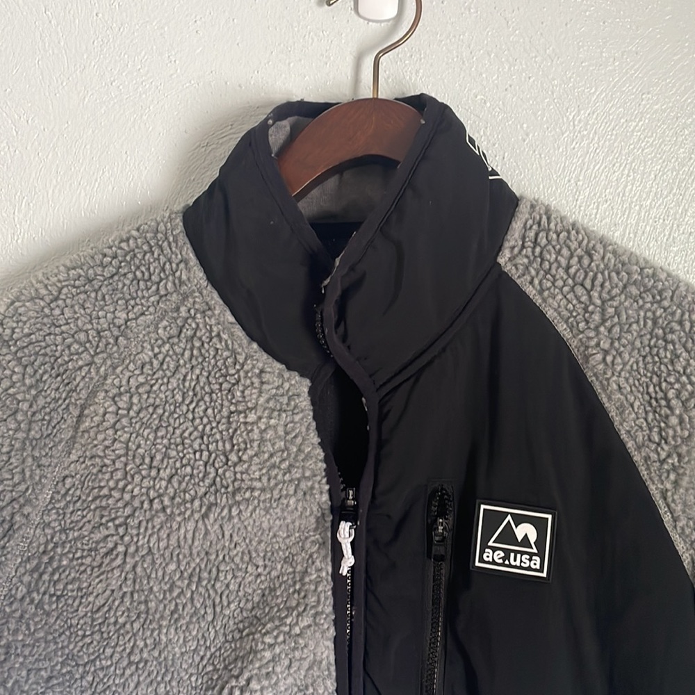 AE USA Gray Fleece Jacket